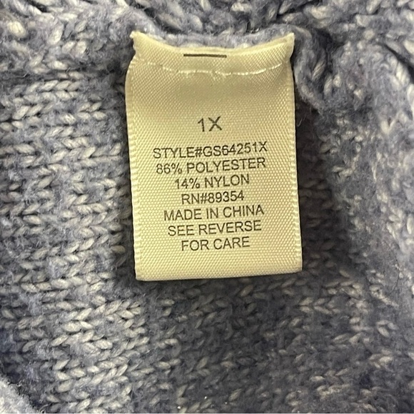 Madison + Hudson 1X Y2K Retro 1/4 Zip Cable Knit Pullover Sweater Mockneck Boxy - Picture 7 of 9